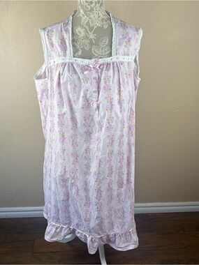 Moon Dance Pink Nightie Sleeveless Floral Lace Ribbon Women’s Size 1X